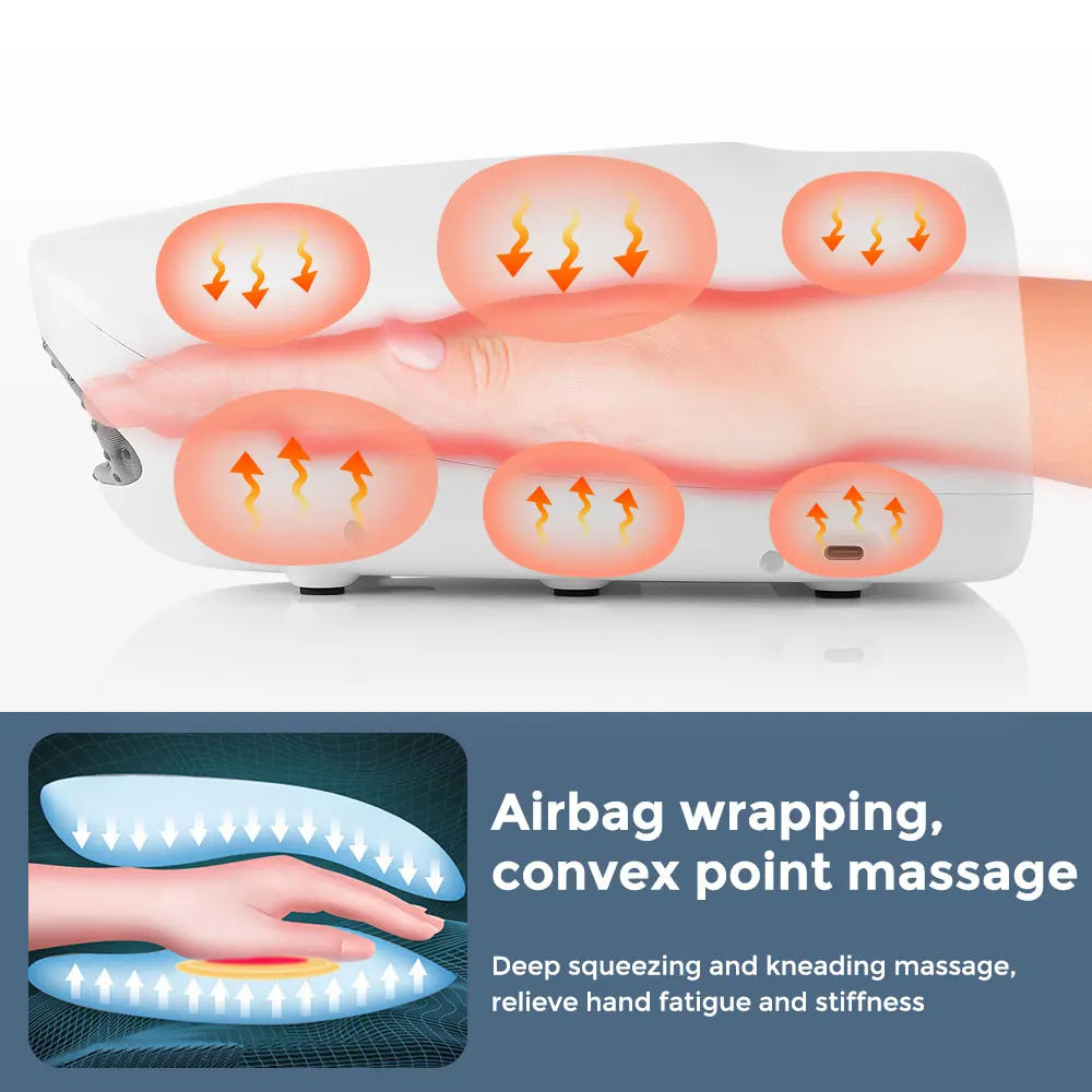 Electric Airbag Hand Massager – Heat, 3 Modes & Kneading