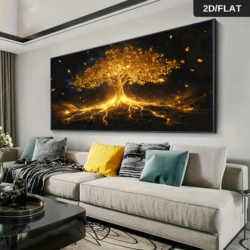 Golden Tree of Life Canvas Wall Art | Modern Abstract Décor