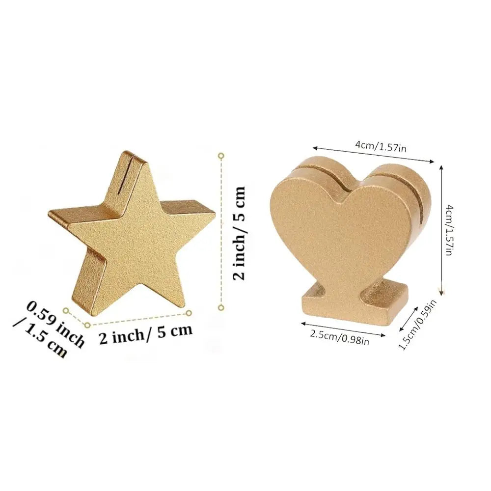 12PCS Gold Star Heart Table Number Card Stands | Photo Clips