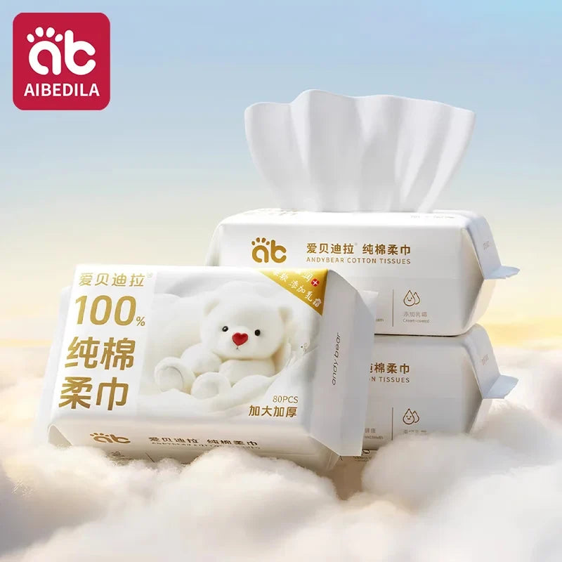 AIBEDILA Baby Cotton Dry Wipes – Unscented & Hypoallergenic