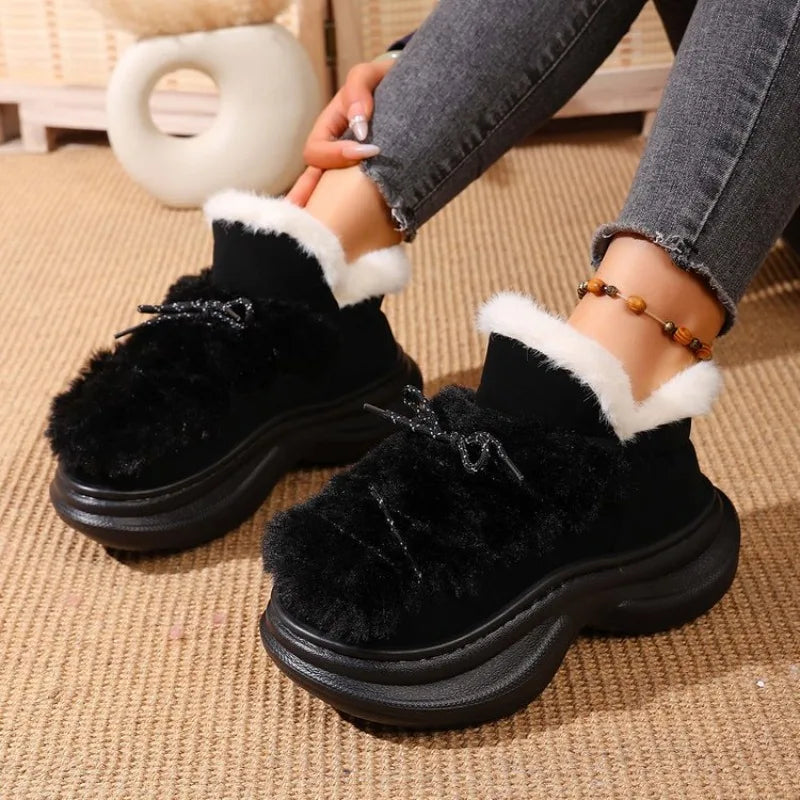 Women's Plush Ankle Boots – Thick Platform Winter Fur Boots