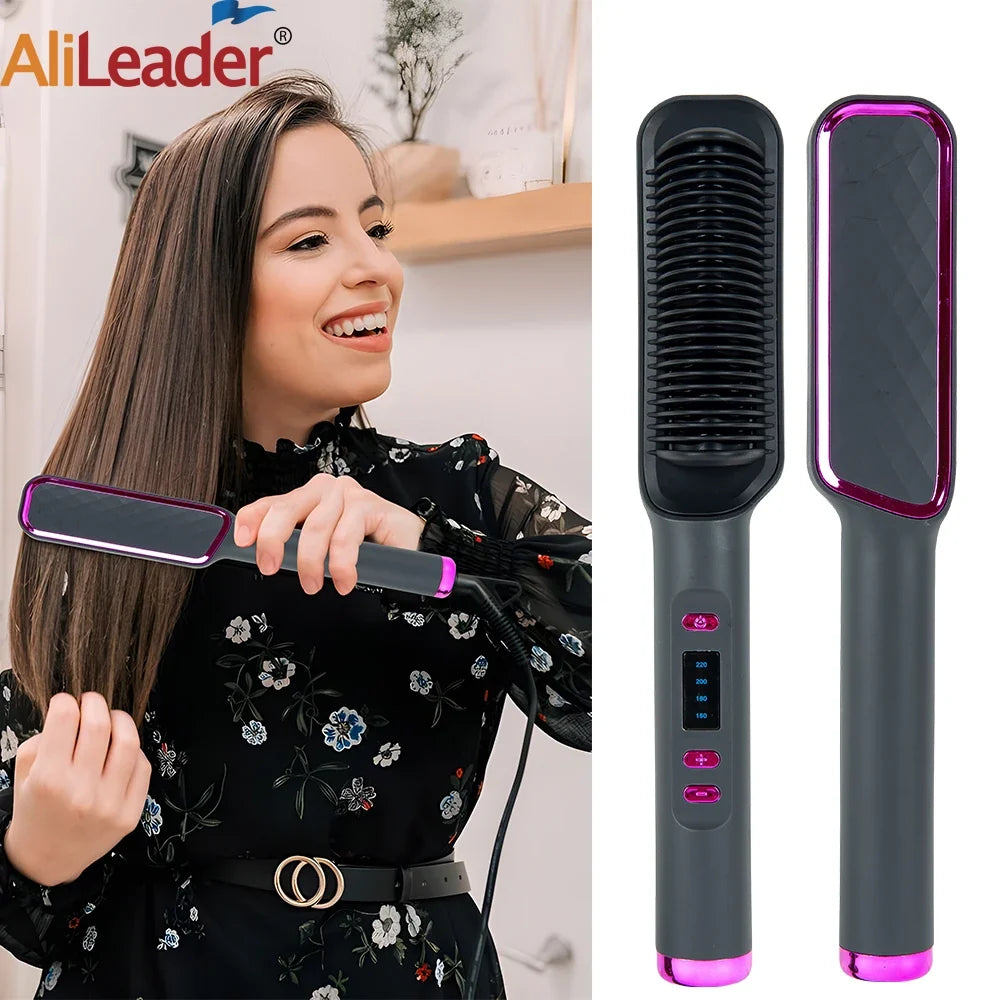AliLeader 2-in-1 Hair Straightener Brush | Anti-Frizz, Fast Heat