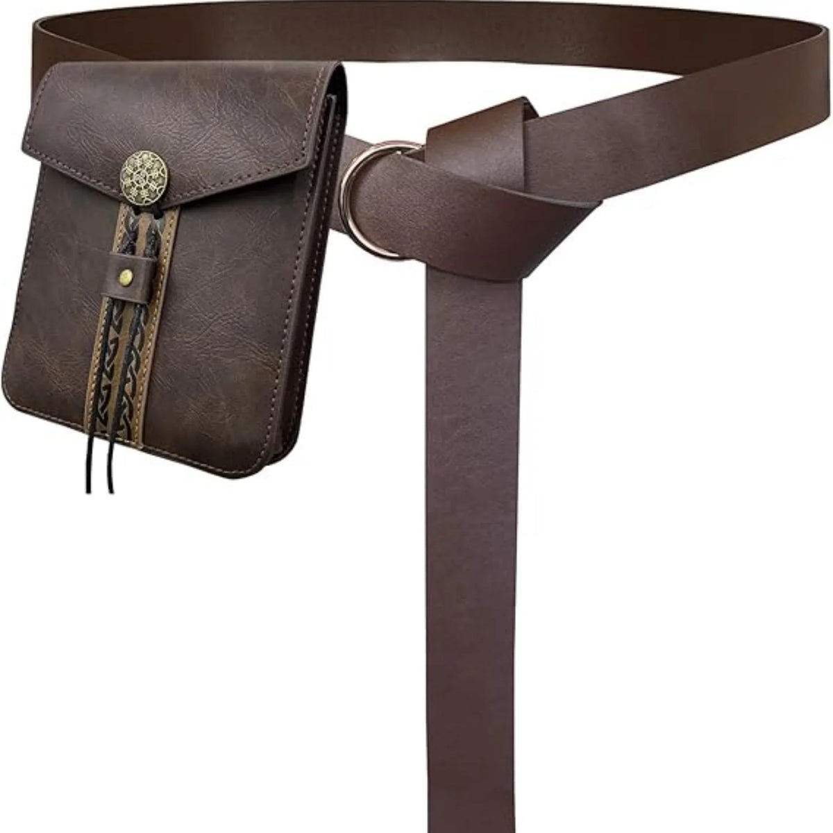 Renaissance Medieval Belt Skirt Hiking Viking Horn Design Leather