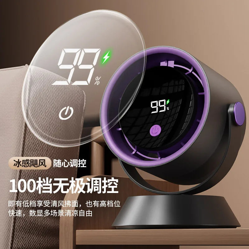 Digital Display USB Rechargeable Clip-On Desk Fan – Portable