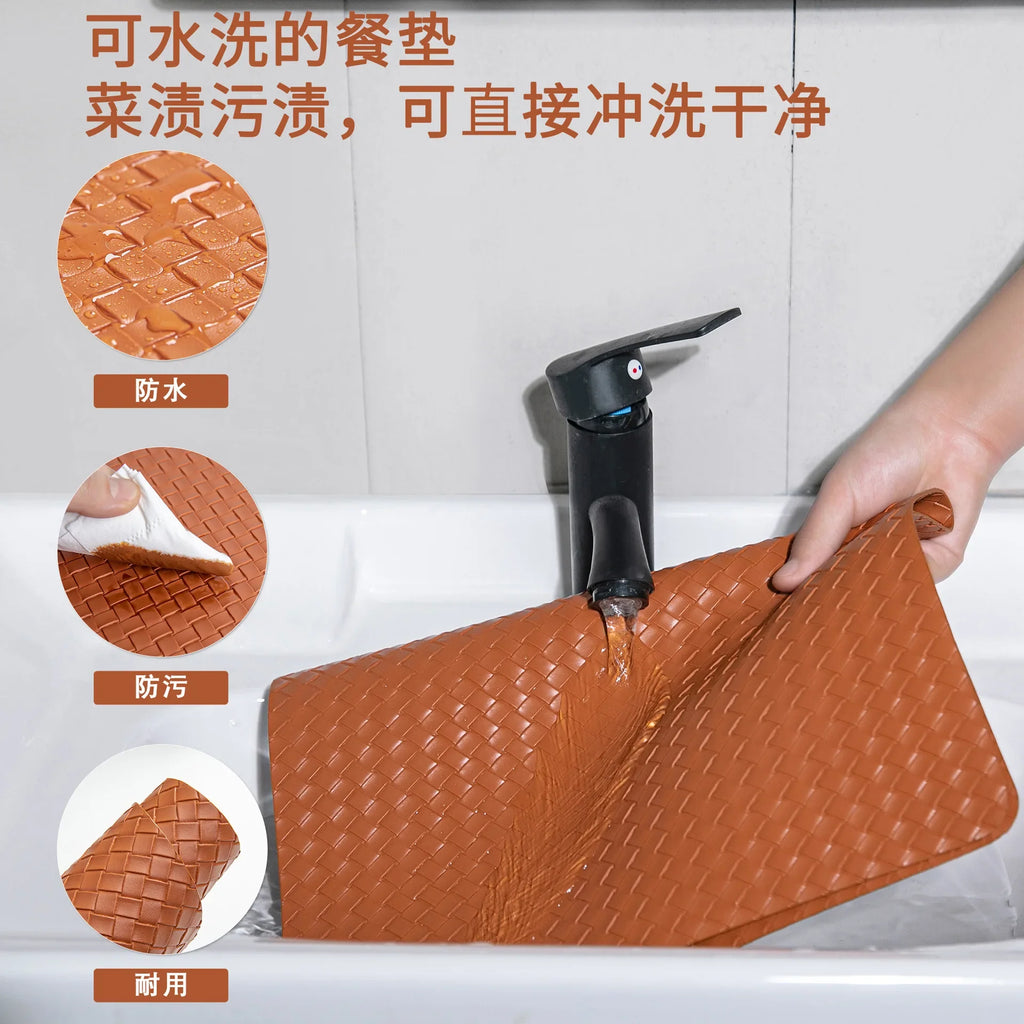 Nordic-style Double-sided Woven Leather Placemats Table Heat