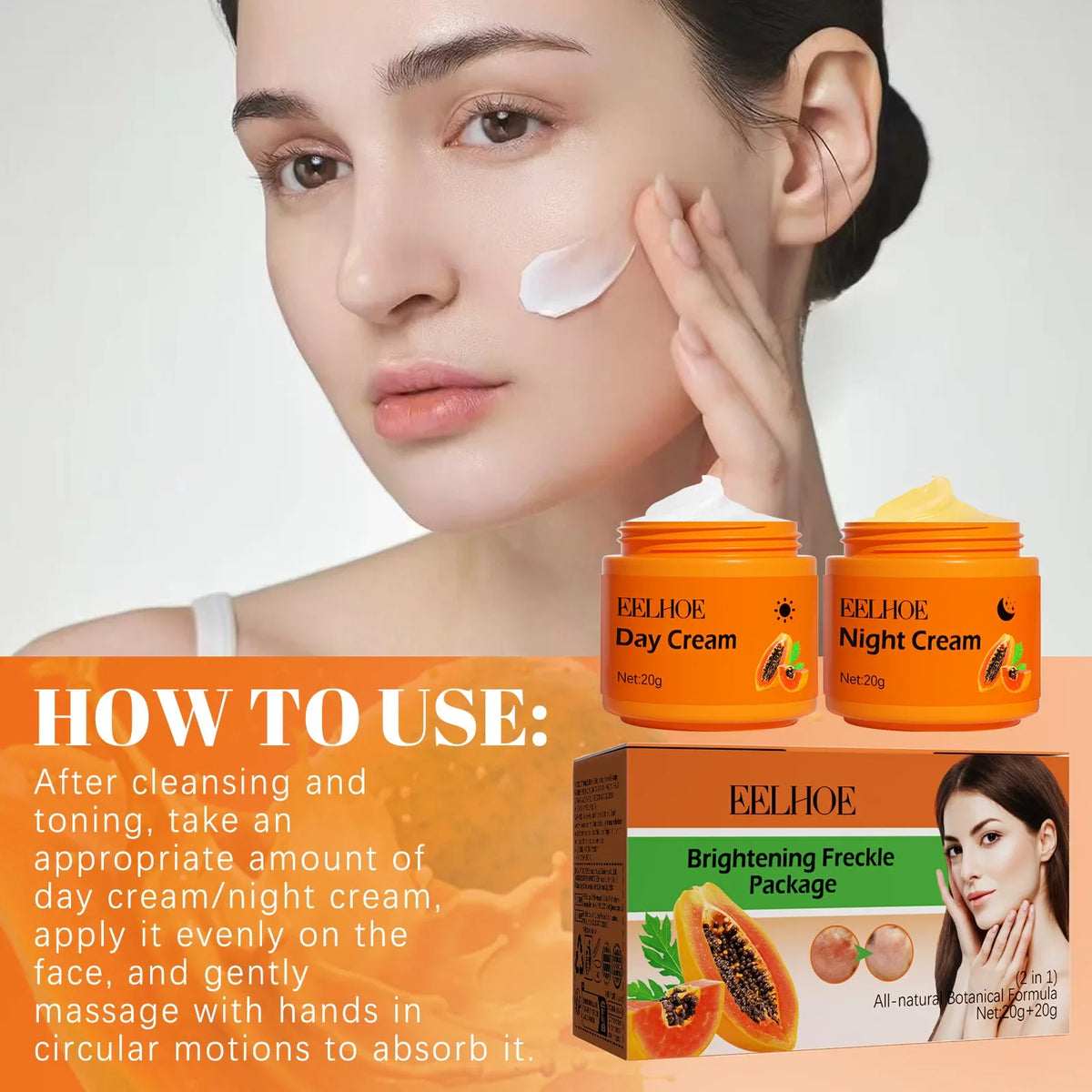 EELHOE Papaya Brightening Day & Night Cream Set | Dark Spot 40g