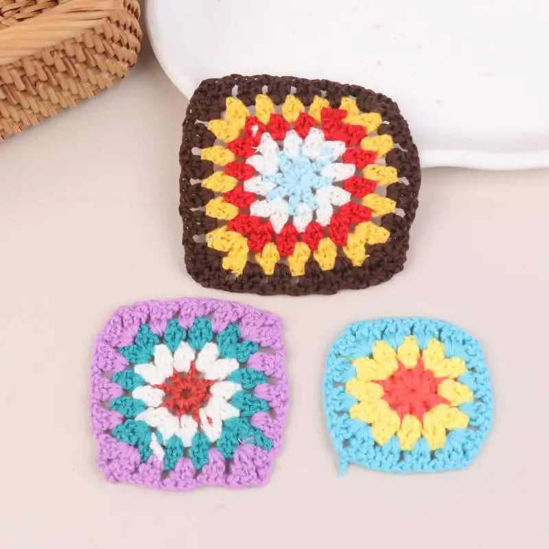 Random Mix Colors Handmade Crochet Doilies Suit Square Flower Diy