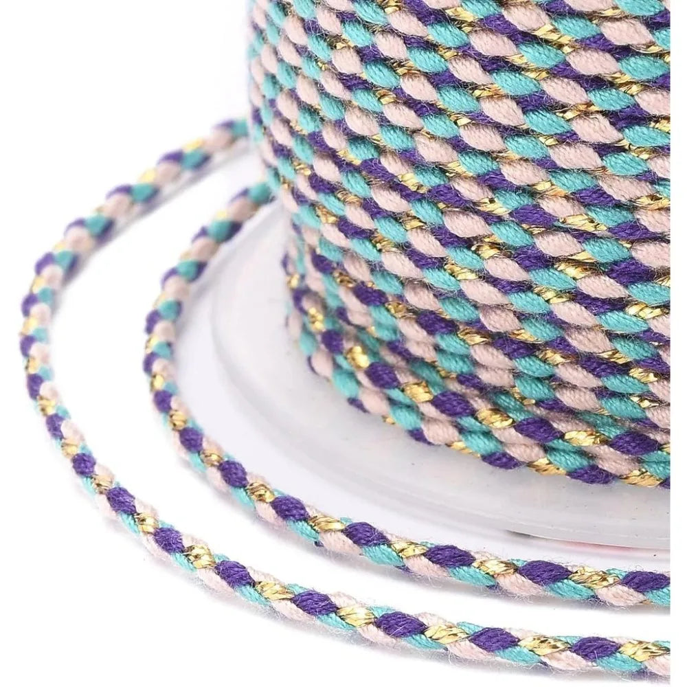 21.8 Yards 1.5mm 4-Ply Polycotton Macrame Cord with Gold Wire