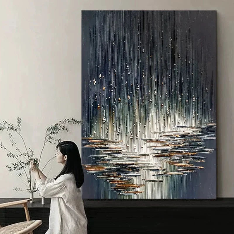 Hand Painted Abstract Water Drop Oil Painting | Canvas Wall Art