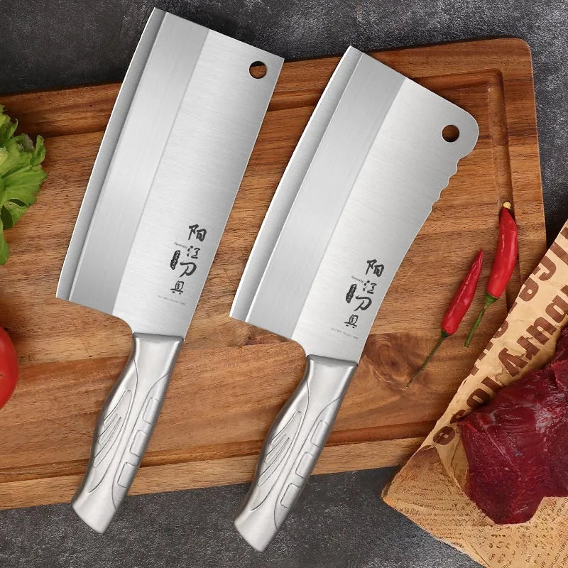 PLYS 2-Piece Meat Cleaver & Slicer Stainless Steel Knife Set