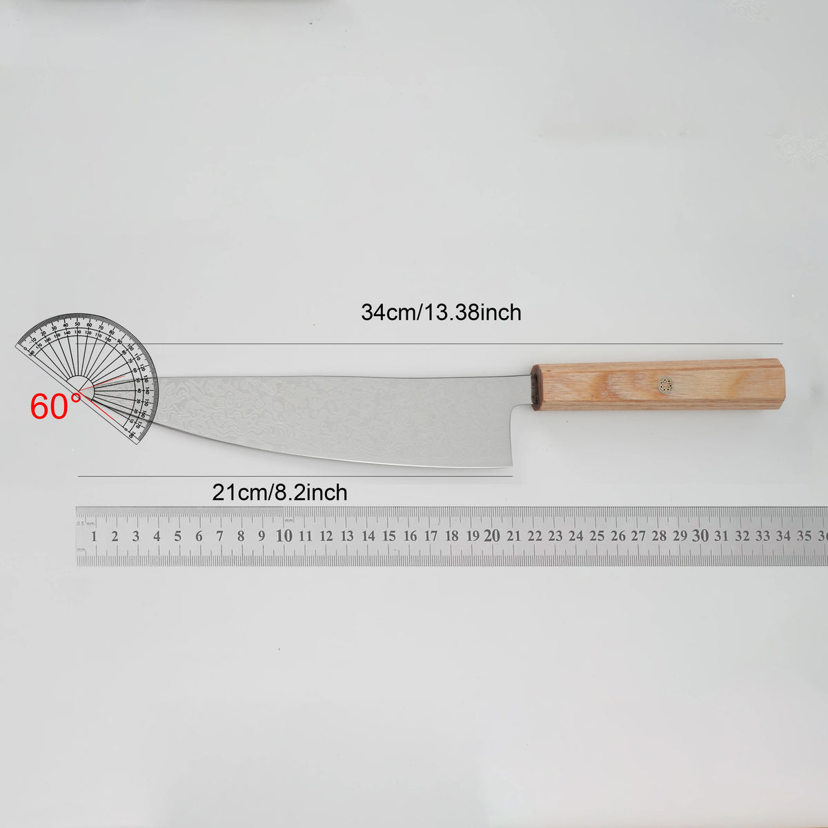 8" Damascus Texture Chef Knife – Carbon Steel & Wood Handle