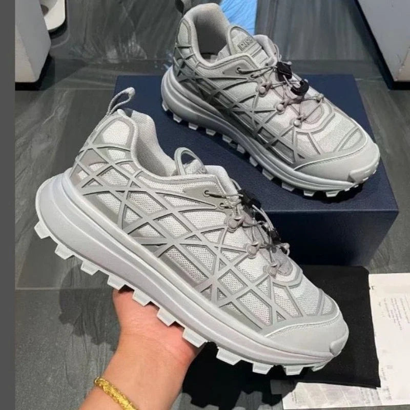 Men's Casual Platform Sneakers – Breathable Lace-Up Walking Shoes
