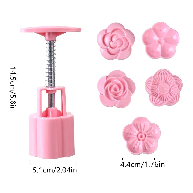 Mooncake Mold Set with 5 Stamps – DIY Mid-Autumn Baking Tool