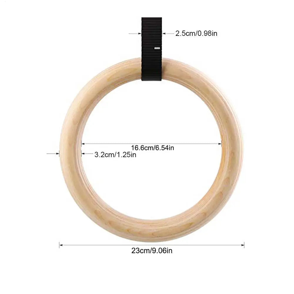 Birch Wood Pull Up Gymnastics Rings – Non-Slip Grip Training
