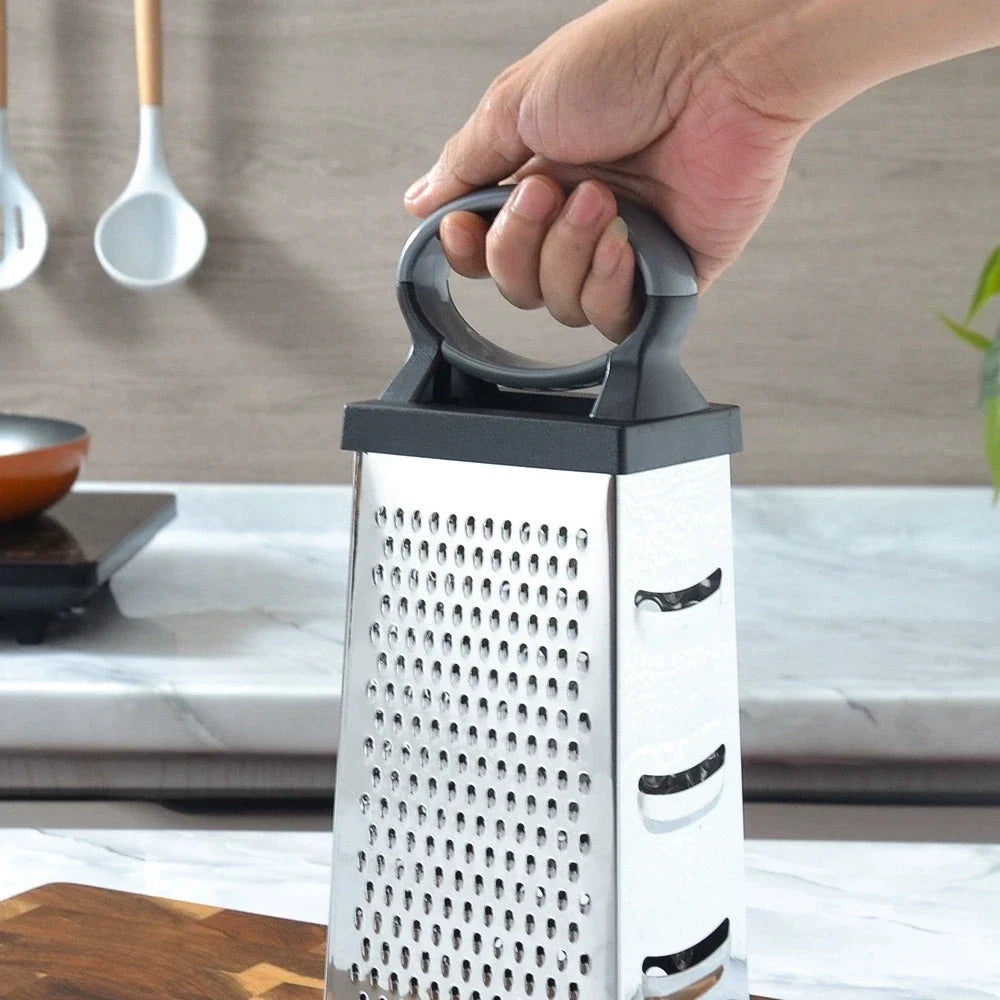 9" 4-Sided Stainless Steel Box Grater with Handle | Rust-Proof