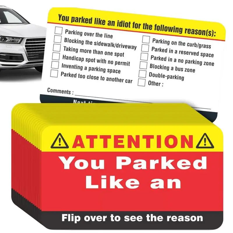 You Park Like Idiot Business Cards Bad Parking Funny Violation Adult