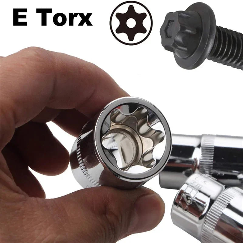 14-Pc Female E-Torx Socket Set E4–E24 | 1/4, 3/8 & 1/2 Drive