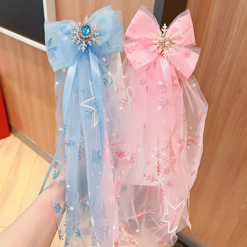 Princess Sequin Tulle Bow Hair Clips for Baby Girls & Toddlers