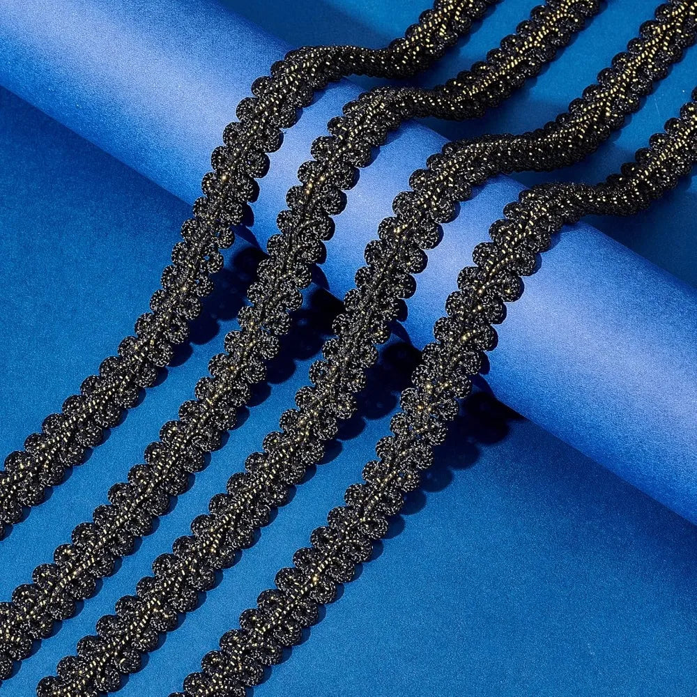 Metallic Black Herringbone Ribbon 12mm 15 Yards | DIY Crafts