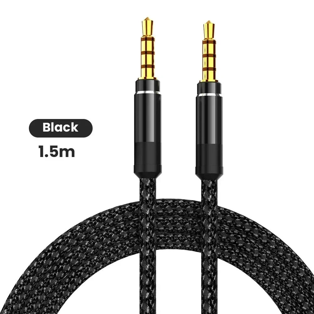 3.5mm Nylon Braided AUX Cable 4-Pole 1.5M | Car & Headphone