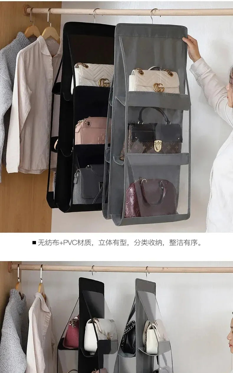 Hanging Closet Organizer – 8 Clear Pockets for Bags & Purses