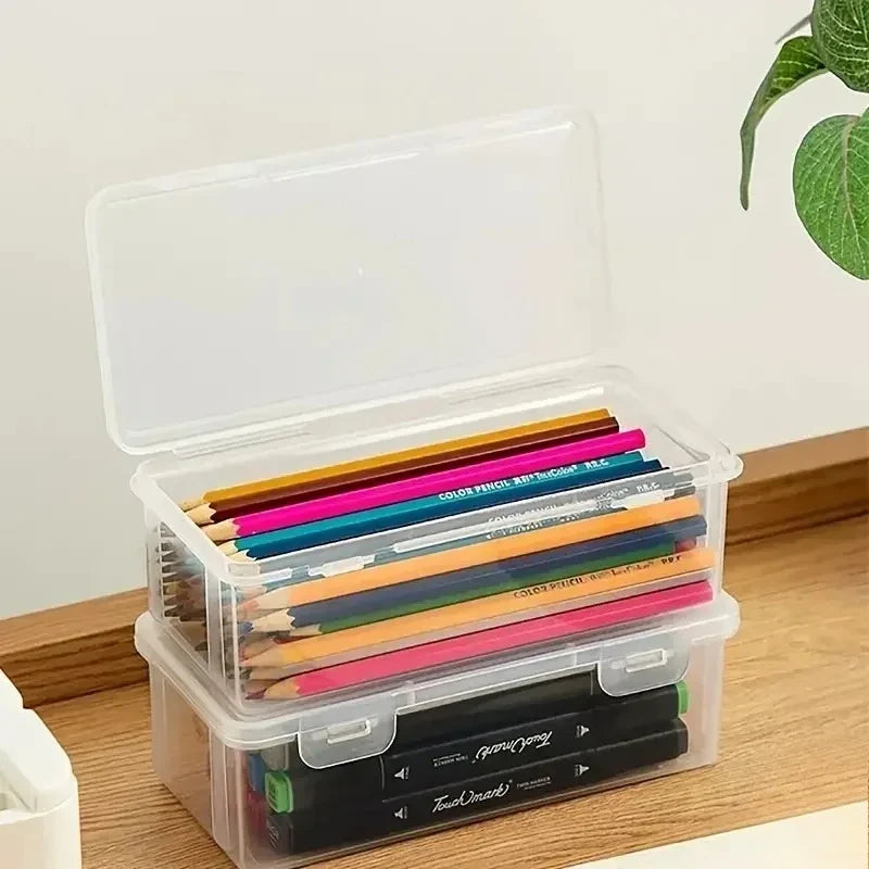 Clear Plastic Storage Boxes Lids Stackable Transparent Organizer
