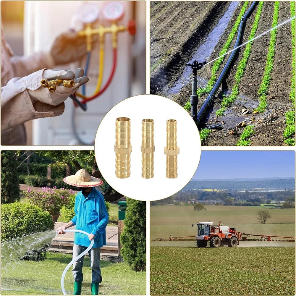 12-Pc Brass Straight Barb Hose Connectors 6/8/10mm Set