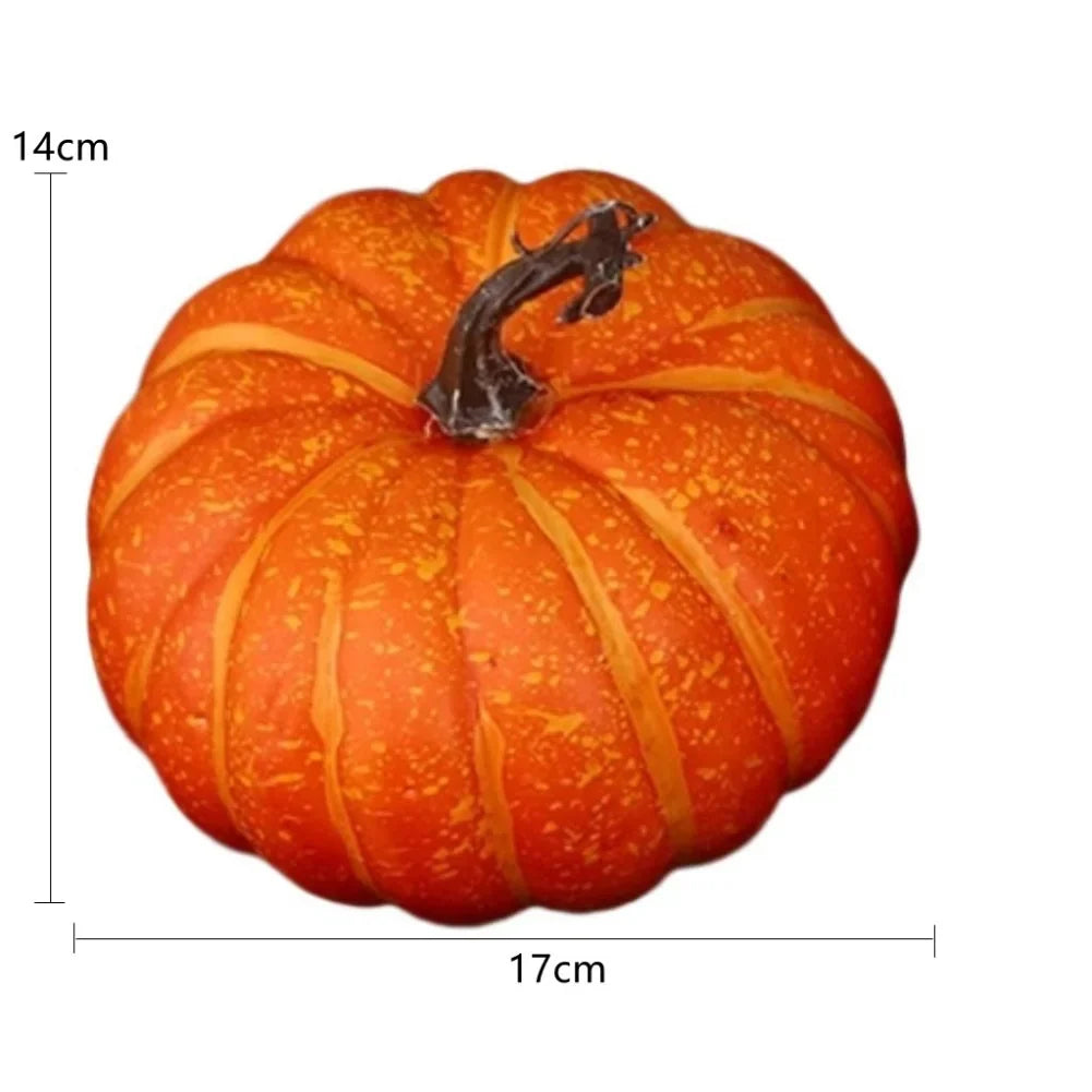 Artificial Decorative Pumpkins 17cm – Orange & White Fall Decor