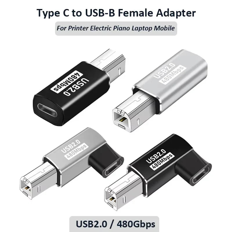 USB-B to USB-C Adapter – Printer, Scanner & MIDI Keyboard