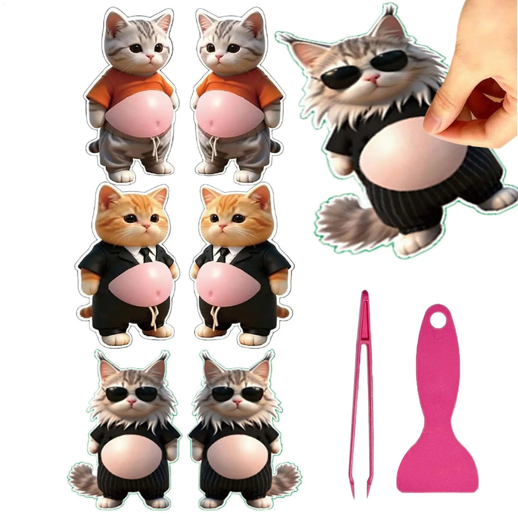 3D Cat Belly Stickers – Soft Silicone Decals for Kids & Decor