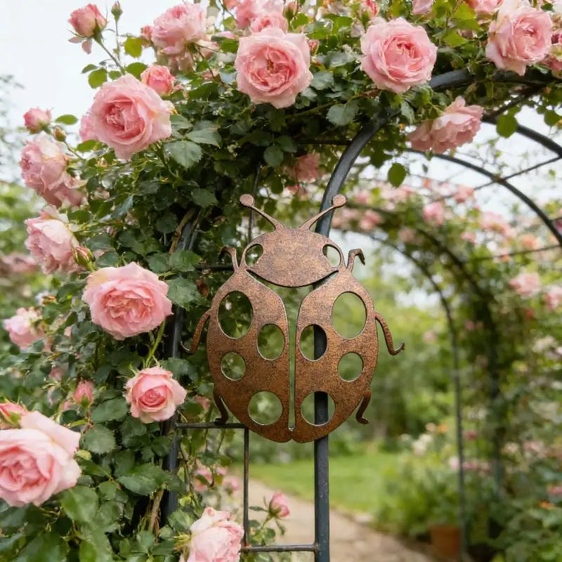 Vintage Metal Ladybug Wall Statue – Indoor & Outdoor Garden Art