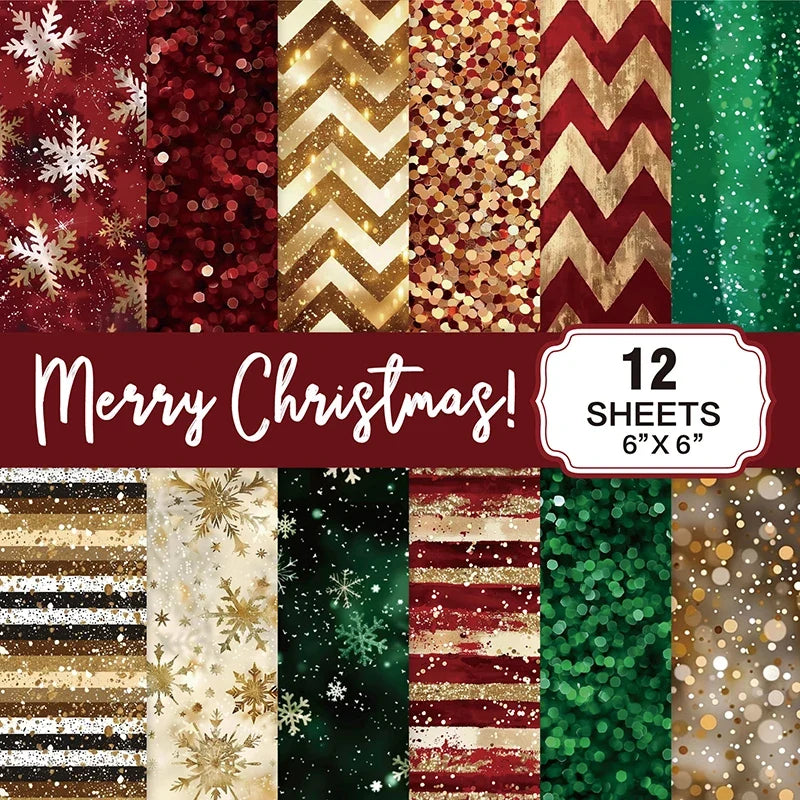 Christmas Scrapbook Paper Pad 6x6 | 12 Sheets 160gsm Acid-Free