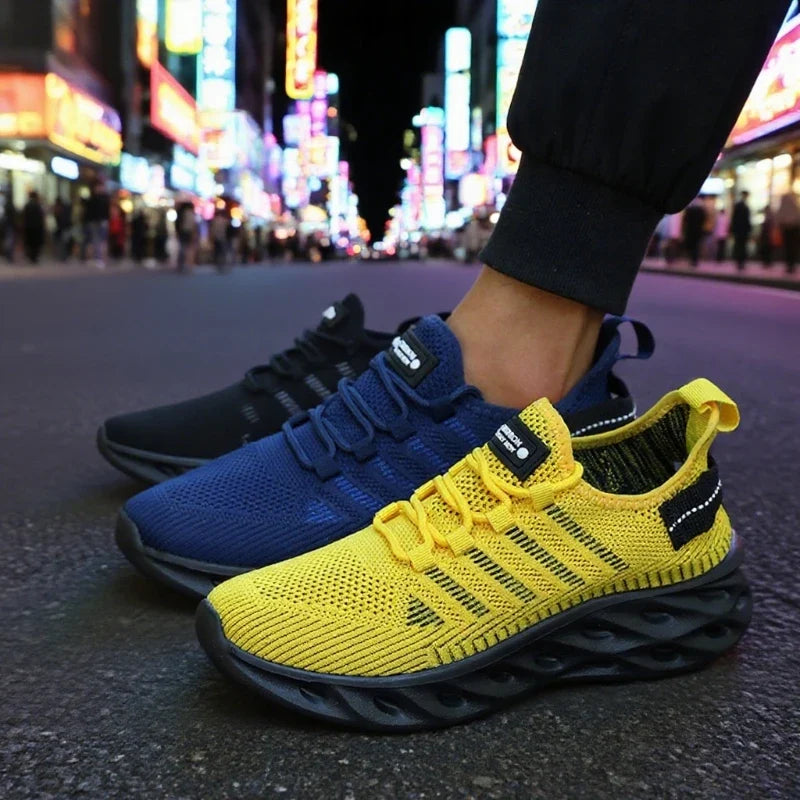 Men's Breathable Knit Sneakers – Lightweight Casual Running Shoes