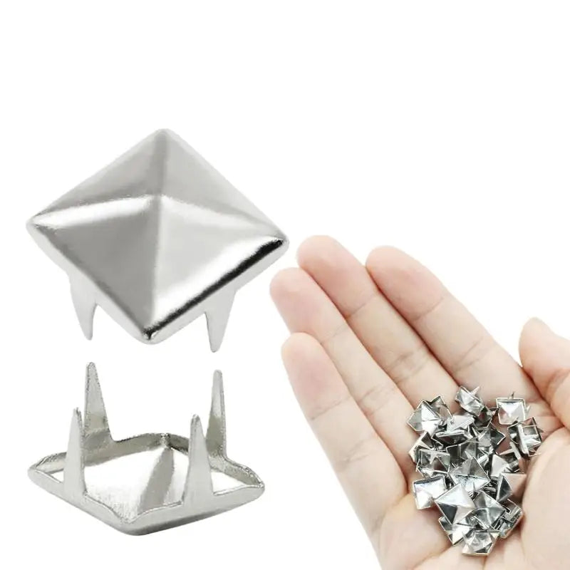 100Pcs Pyramid Metal Studs 4-Prong Punk Spikes DIY Rivets