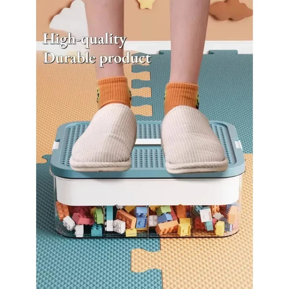 Building Blocks Toys Storage Box Lids Brick Shaped Plastic Kids Bin