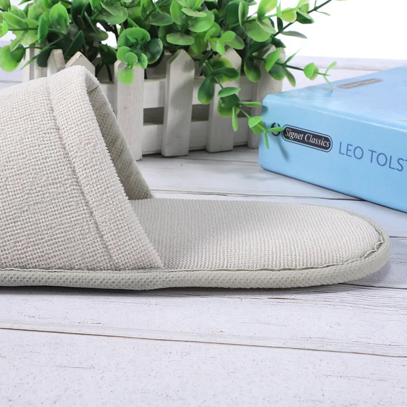 Hotel Disposable Slippers Cotton Linen | Closed Toe Unisex