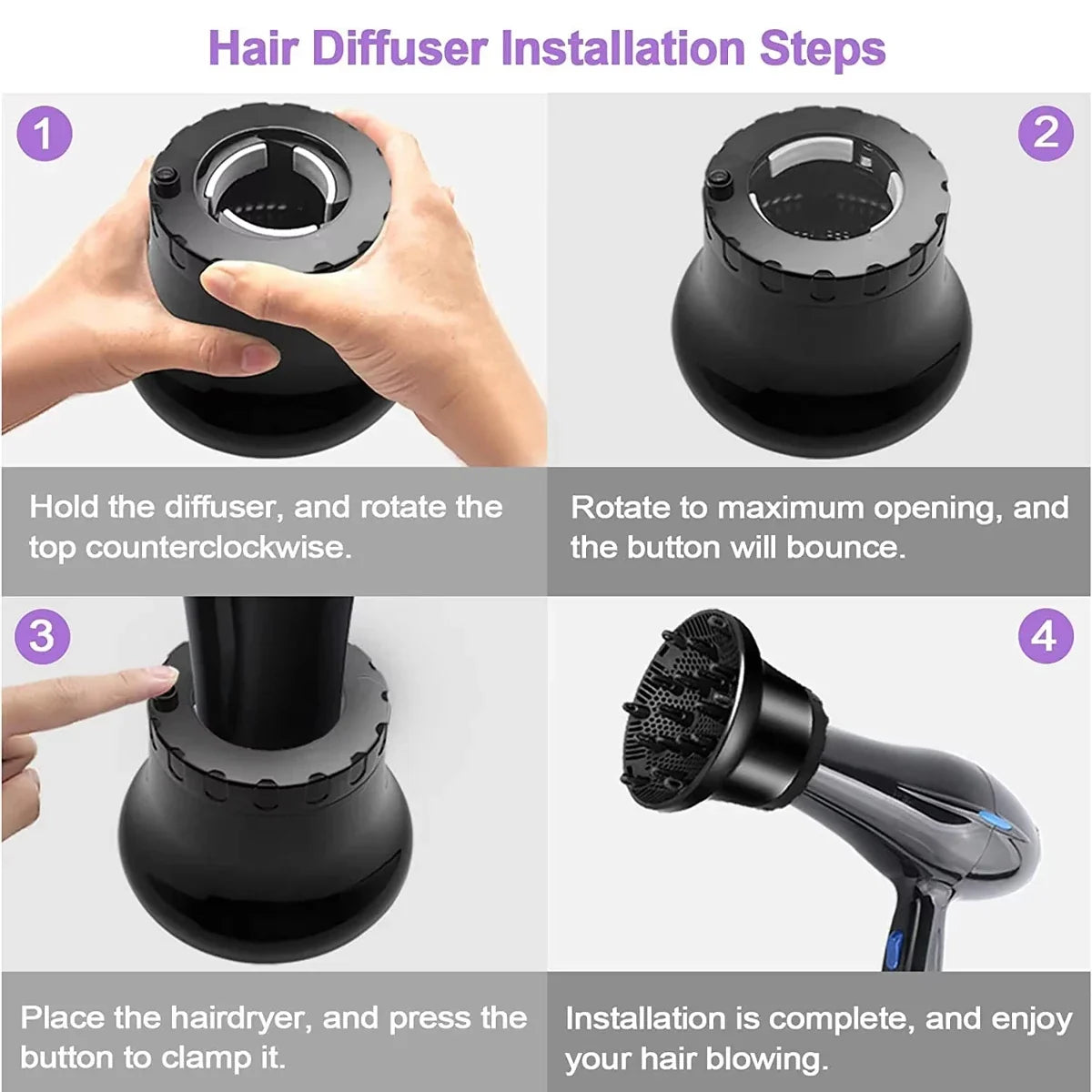 Universal Rotatable Hair Diffuser Attachment | Curly Styling Tool