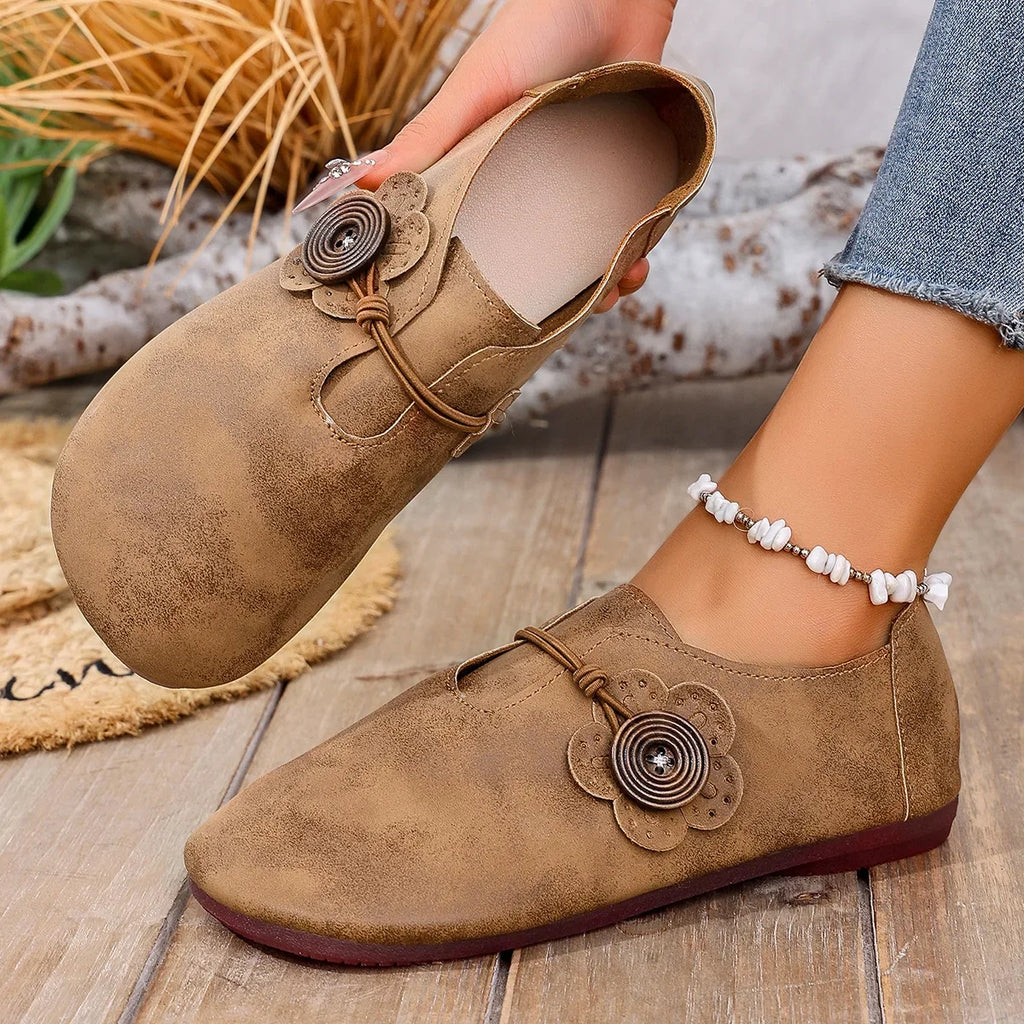 Women's Roman Style Flat Shoes – Soft PU Leather Casual Flats