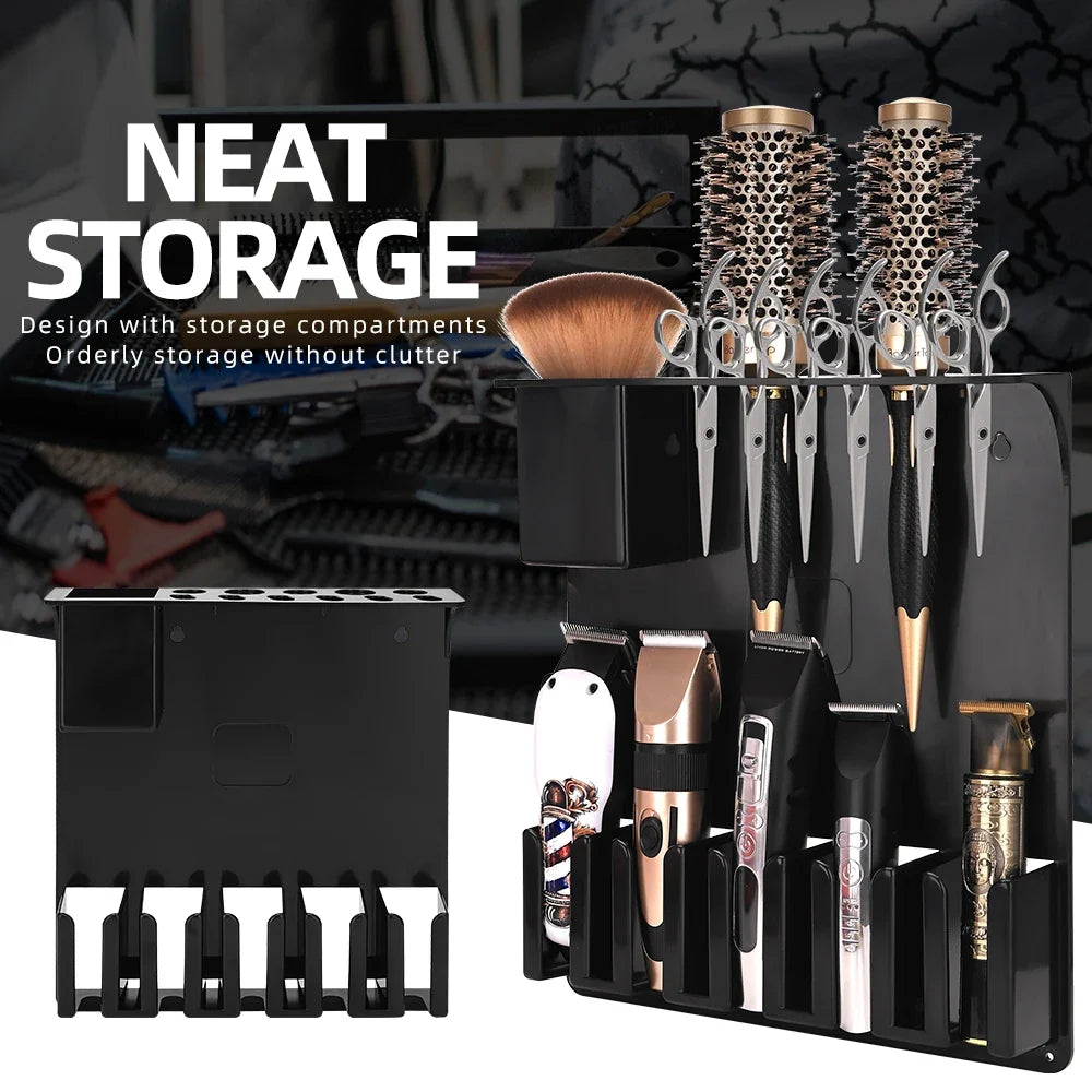 Wall Mount Barber Clipper Holder & Salon Tool Storage Rack