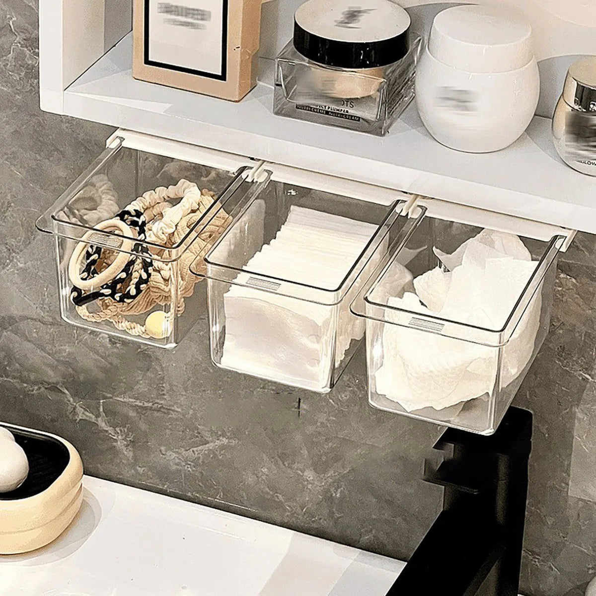 Transparent Pull-Out Bathroom Storage Box | Drawer Organizer