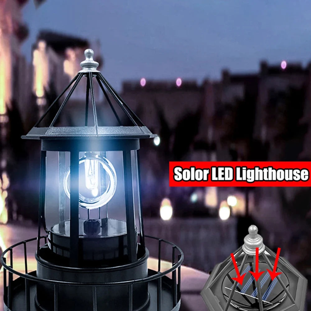 LED Solar Rotating Lighthouse Hardware Iron Electronic Accessories