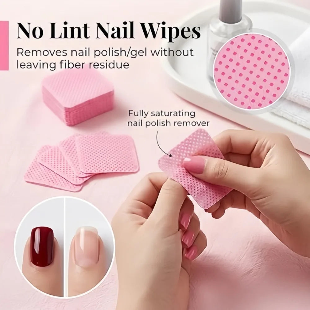 100 Pcs Non-Woven Nail Wipes – Lint-Free Polish Remover Pads