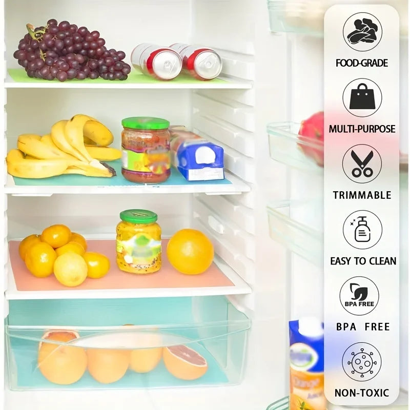 4-Pack EVA Waterproof Fridge Liner Mats – Washable Shelf Pads