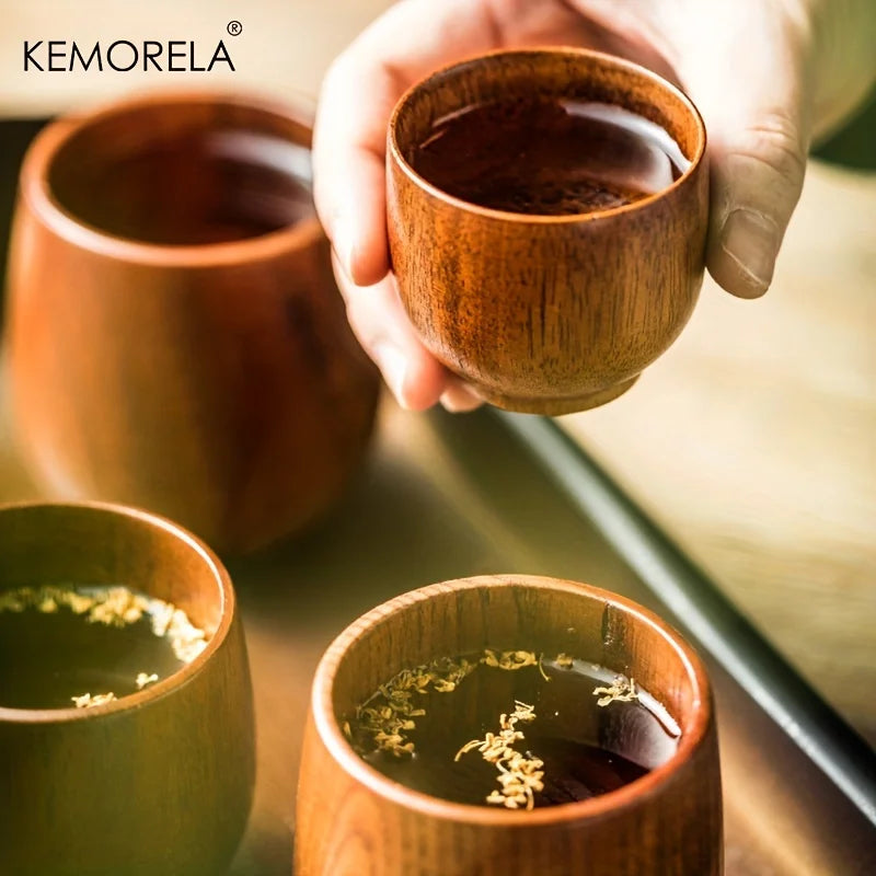 KEMORELA Japanese Wooden Tea Cups Set of 2 – 170ml