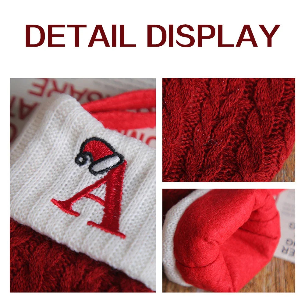 Personalized Knitted Christmas Stocking | Monogram Initial