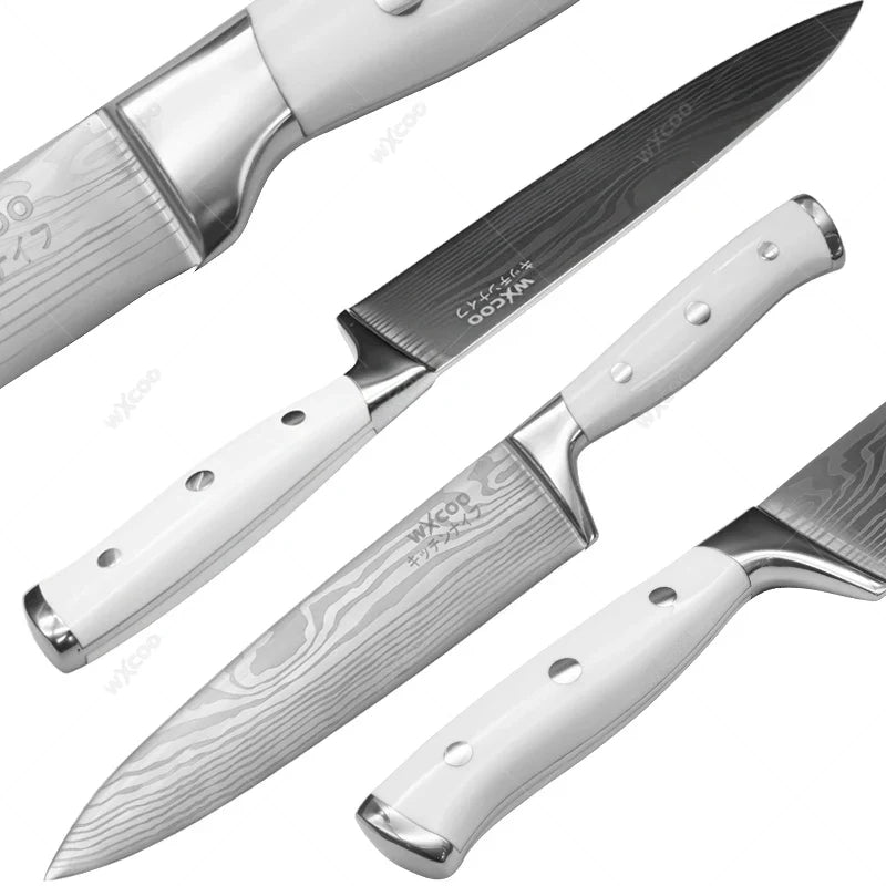 WXCOO 3-Piece Santoku Chef Knife Set – Stainless Steel Kitchen