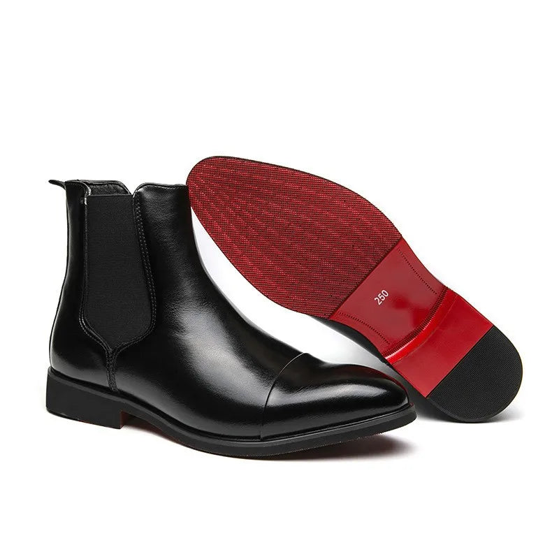 Men's Pointed Toe Chelsea Boots – Red Sole Slip-On Ankle Boot