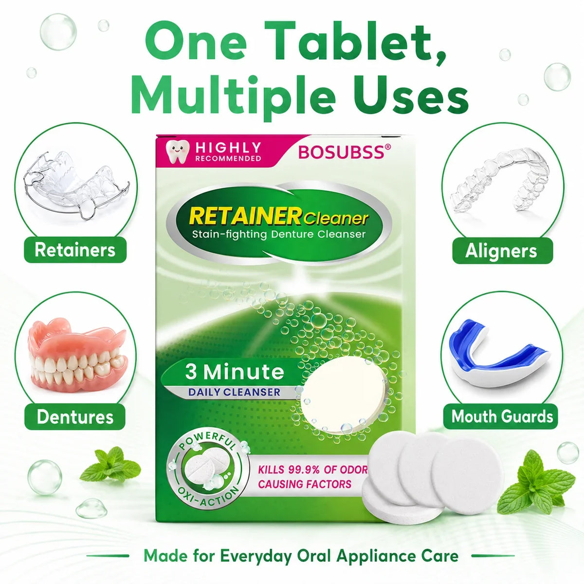 Denture Cleaning Tablets for Retainers, Guards & Braces