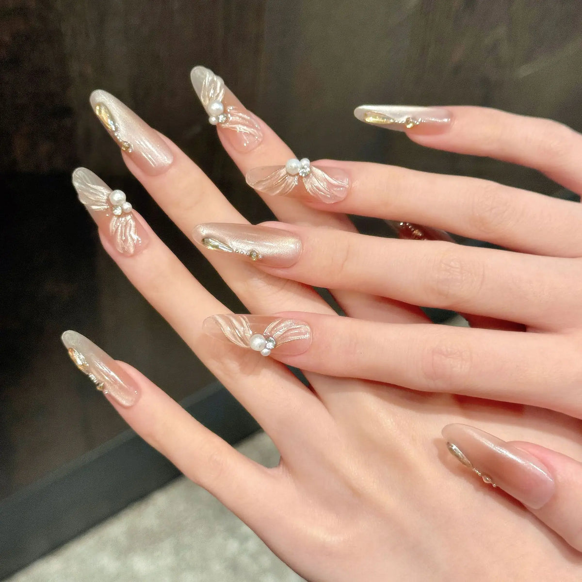 Handmade Press Nails Sweet Pink Ballet Lady Fake Nail Tips Wearable