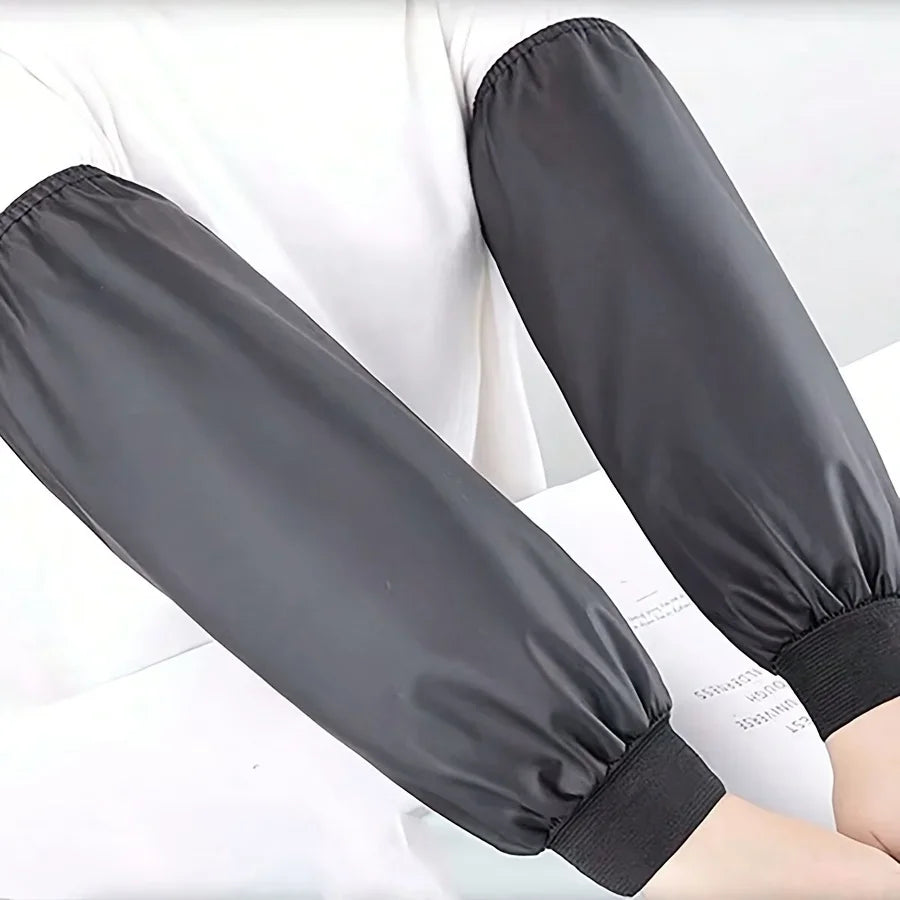 Heavy-duty Black Faux Leather Arm Sleeves Waterproof Oil-resistant